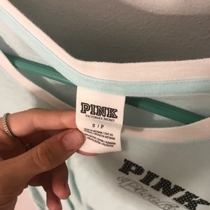 PINK vs light blue tee shirt